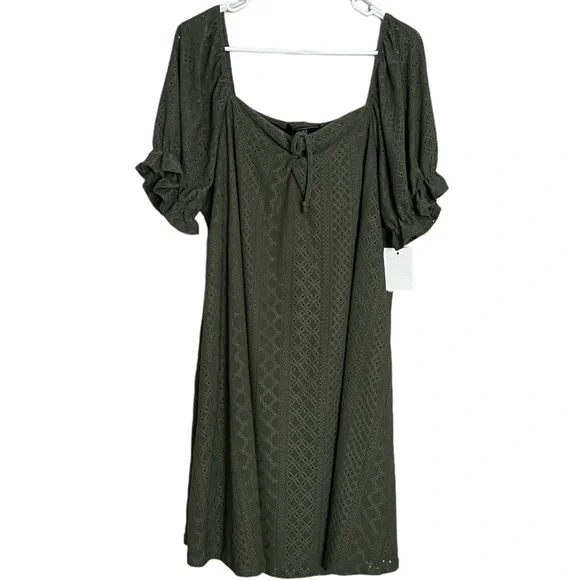 Vibe Dresses | Nwt | Vibe | Olive Green Eyelet Dress | Size 2x | Color: Green | Size: 2x | Kimberlycantor's Closet Vibe Dresses | Nwt | Vibe | Olive Green Eyelet Dress | Size 2x | Color: Green | Size: 2x | Kimberlycantor's Closet